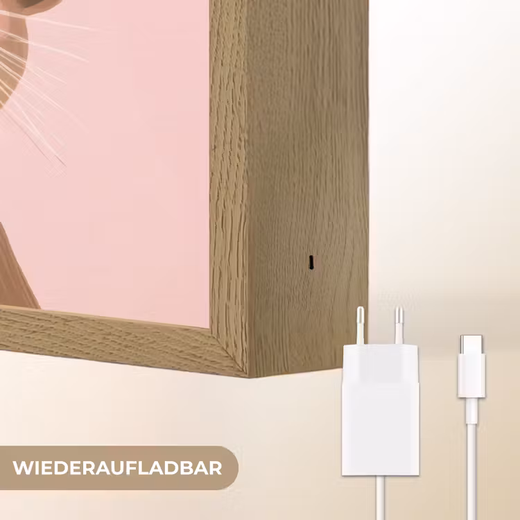 Otters - Glimlach - Bruin Light Box met batterij (Wandlamp kind) middel -USP_websiteoplaadbaarDE