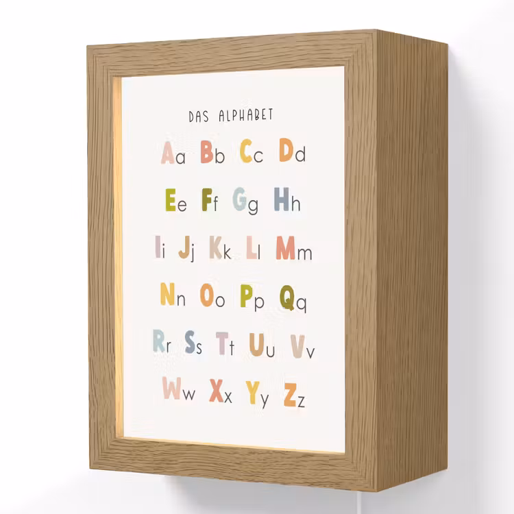 Educatief - Alfabet leren - Kleurrijk - Wit - Letters Light Box met kabel (Wandlamp kind) klein -3d