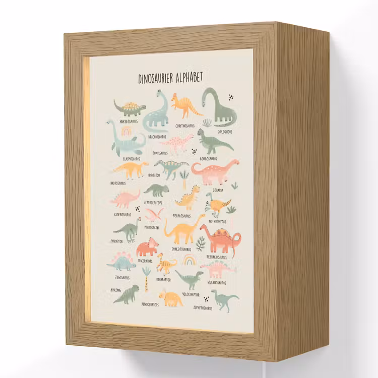 Educatief - Alfabet leren - Jongens - Letters - Dino's Light Box met kabel (Wandlamp kind) klein -3d