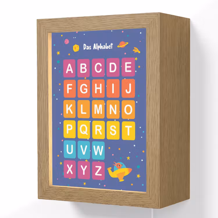 Educatief - Alfabet leren - Ruimte - Letters Light Box met kabel (Wandlamp kind) klein -3d