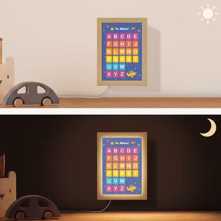 Educatief - Alfabet leren - Ruimte - Letters Light Box met kabel (Wandlamp kind) klein -sfeer3_kind