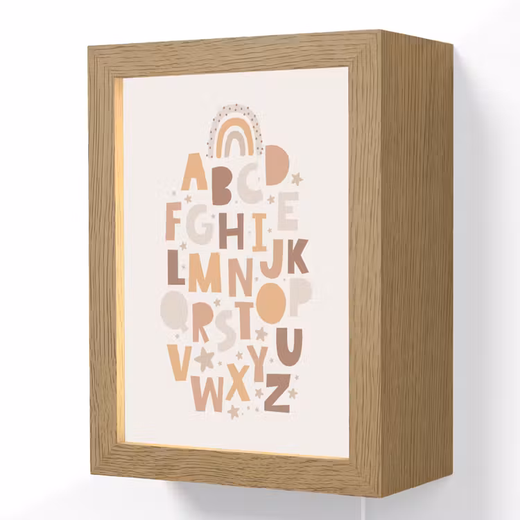 Educatief - Alfabet leren - Regenboog - Pastel - Letters Light Box met kabel (Wandlamp kind) klein -3d