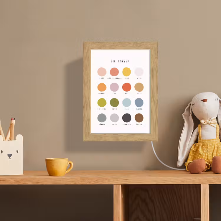 Educatief - Kleuren leren - Kleurrijk - Wit Light Box met kabel (Wandlamp kind) klein -sfeer2_kind