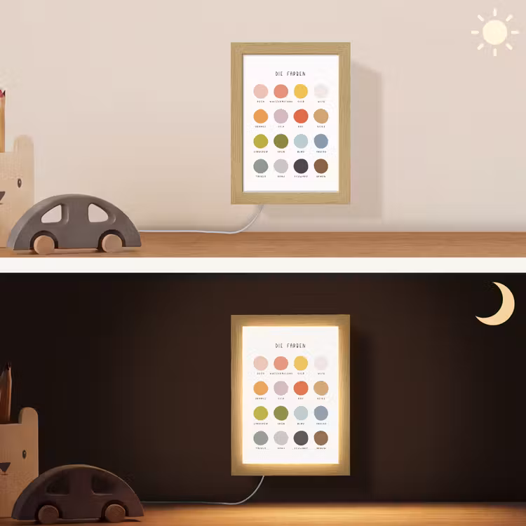 Educatief - Kleuren leren - Kleurrijk - Wit Light Box met kabel (Wandlamp kind) klein -sfeer3_kind