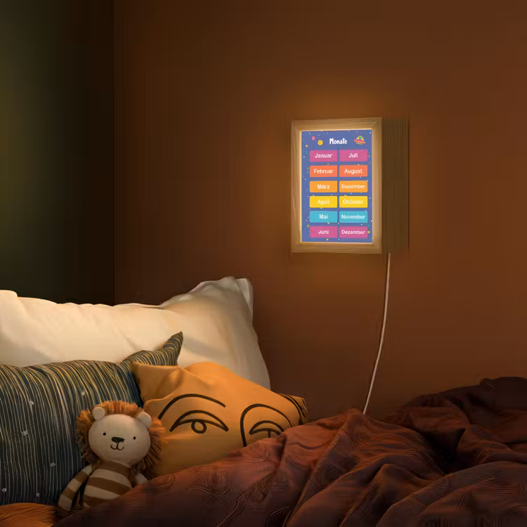 Educatief - Maanden - Ruimte - Leren Light Box met kabel (Wandlamp kind) klein -sfeer1_kind