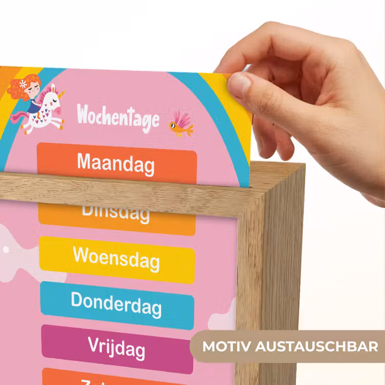 Educatief - Dagen van de week - Eenhoorn - Leren - Meisjes Light Box met kabel (Wandlamp kind) klein -USP_websiteprintDE