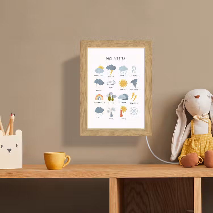 Educatief - Weer leren - Wit - Weerbericht Light Box met kabel (Wandlamp kind) klein -sfeer2_kind