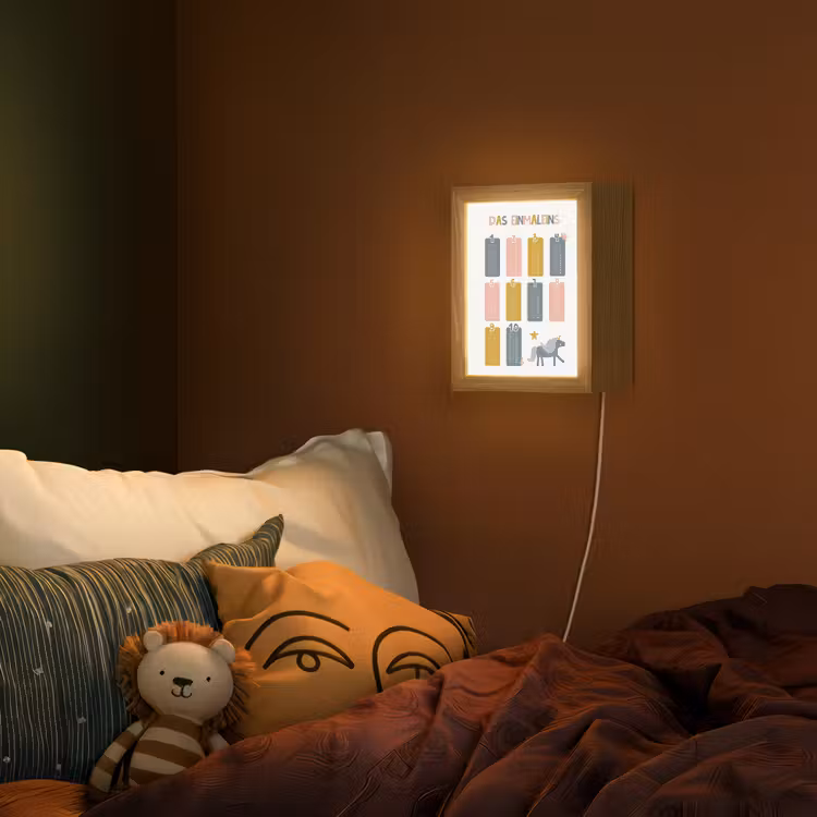 Educatief - Leren rekenen - Eenhoorn - Vermenigvuldigingstabel Light Box met kabel (Wandlamp kind) klein -sfeer1_kind