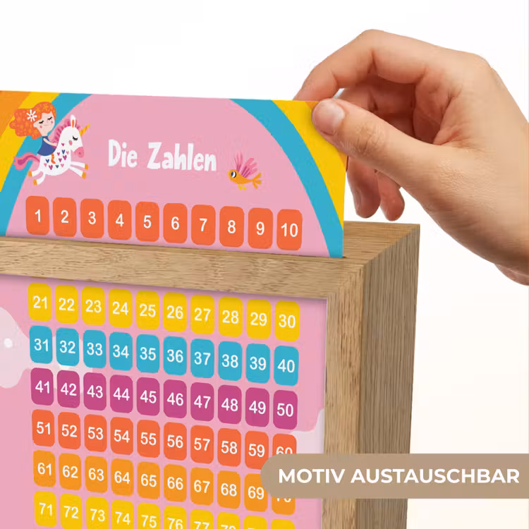 Educatief - Leren tellen - Regenboog - Eenhoorn - Getallen Light Box met kabel (Wandlamp kind) klein -USP_websiteprintDE