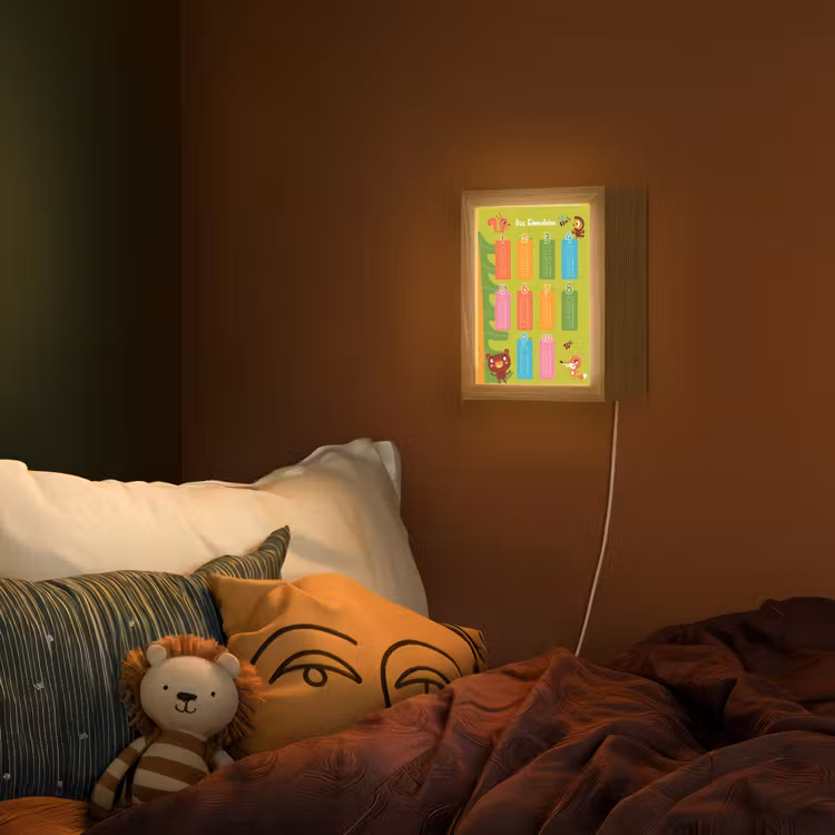 Educatief - Leren rekenen - Bosdieren - Vermenigvuldigingstabel Light Box met kabel (Wandlamp kind) klein -sfeer1_kind