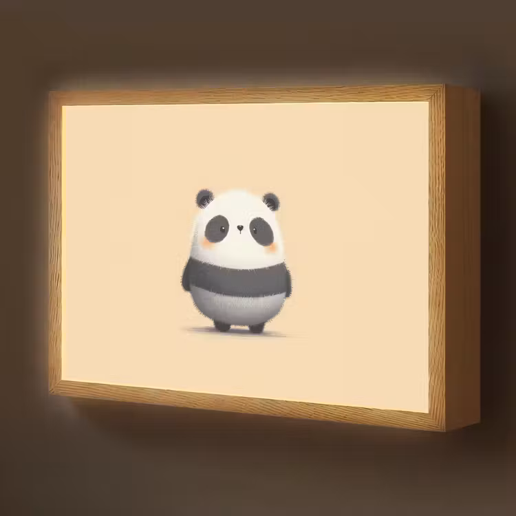 Panda - Beige - Minimalistisch Light Box met batterij (Wandlamp kind) middel -z3d_website