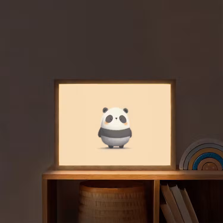 Panda - Beige - Minimalistisch Light Box met batterij (Wandlamp kind) middel -sfeer1_kind