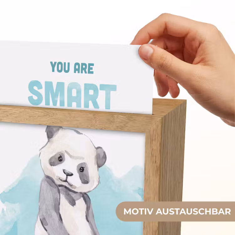 Panda - Blauw - Quote - 'You are smart' Light Box met kabel (Wandlamp kind) klein -USP_websiteprintDE
