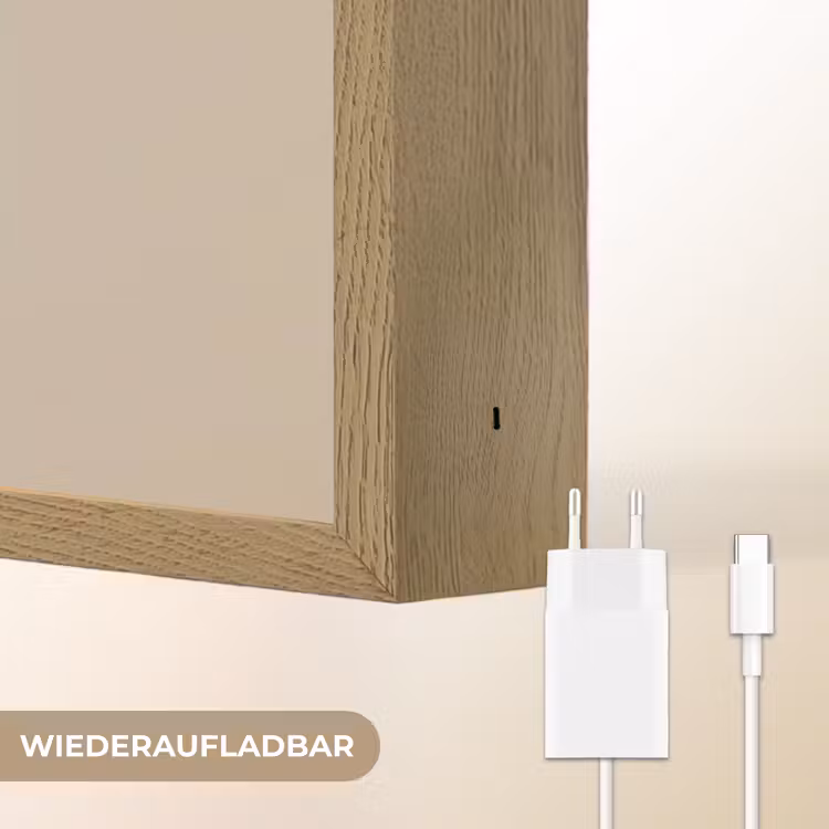 Panda - Blauwe bloemen - Zachtheid Light Box met batterij (Wandlamp kind) middel -USP_websiteoplaadbaarDE