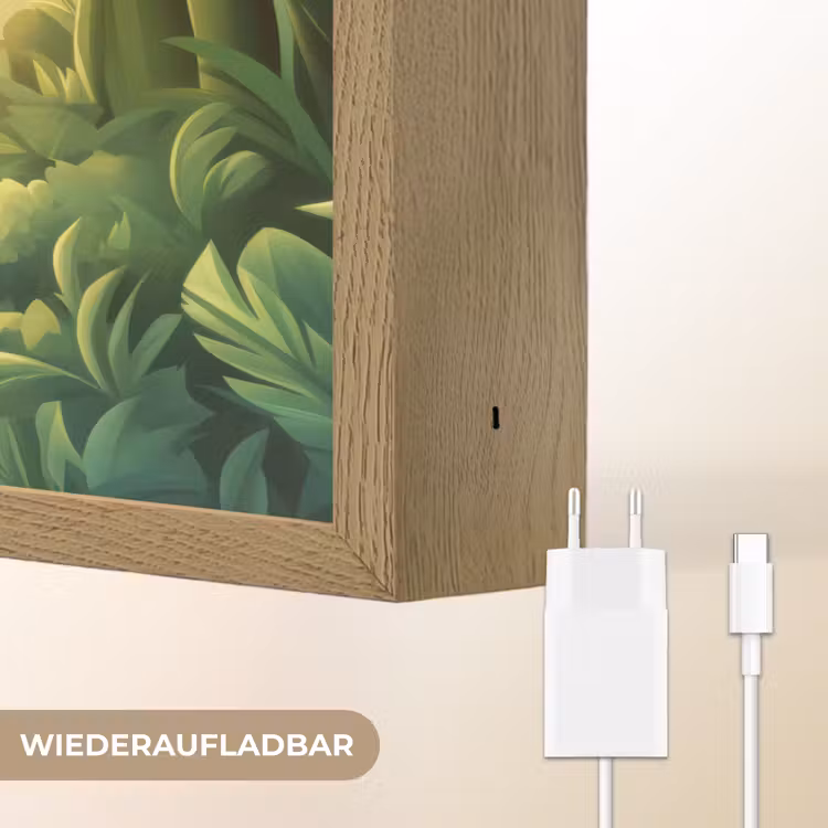 Panda - Cartoon - Bamboebos - Zwart Light Box met batterij (Wandlamp kind) middel -USP_websiteoplaadbaarDE