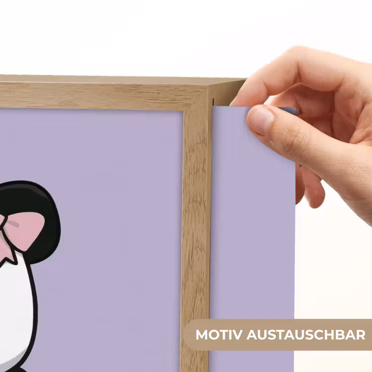 Panda - Paars - Sierlijk - Kawaii Light Box met batterij (Wandlamp kind) middel -USP_websiteprintDE
