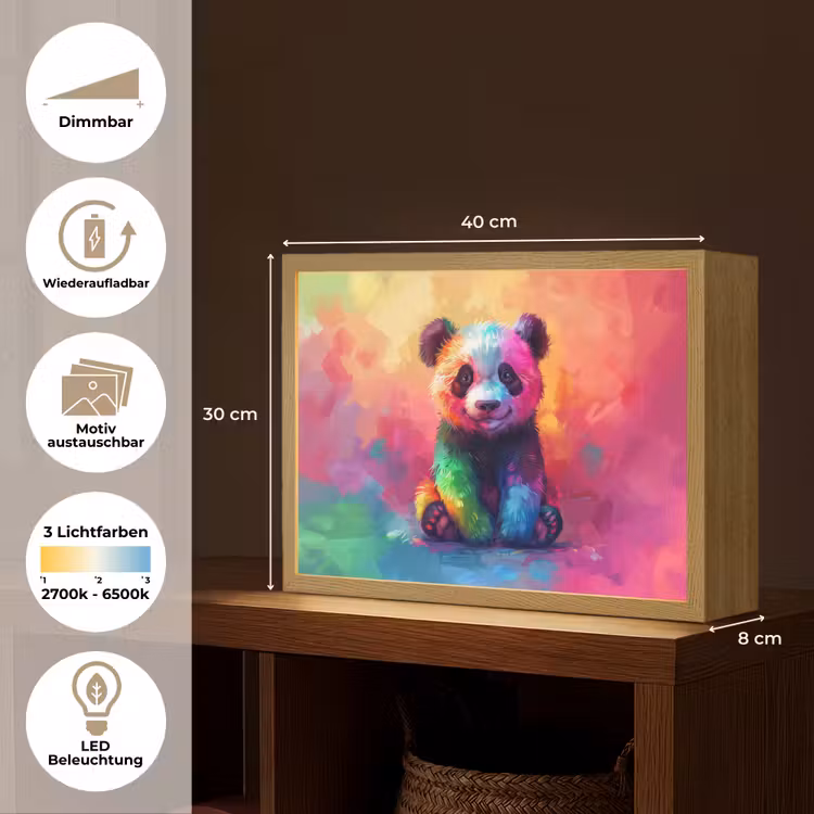 Panda - Dieren - Kleurrijk - Neon Light Box met batterij (Wandlamp kind) middel -USP_websiteoverzichtDE
