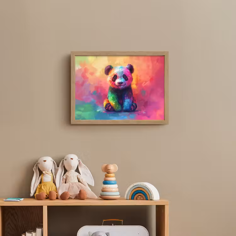 Panda - Dieren - Kleurrijk - Neon Light Box met batterij (Wandlamp kind) middel -sfeer2_kind