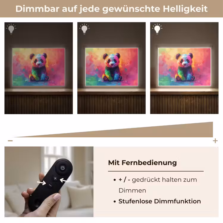 Panda - Dieren - Kleurrijk - Neon Light Box met batterij (Wandlamp kind) middel -USP_dimbaarDE