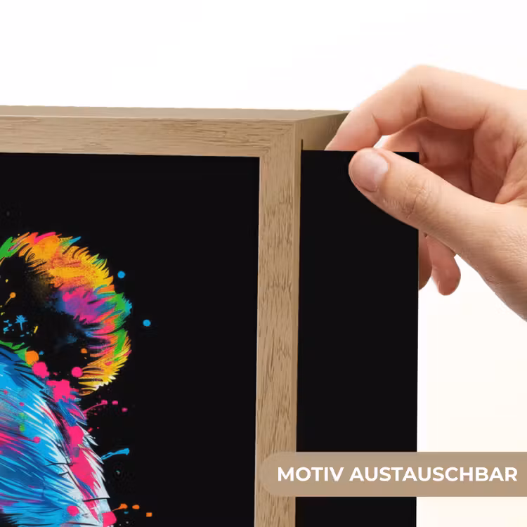 Panda - Dieren - Kleur - Verf - Zwart Light Box met batterij (Wandlamp kind) middel -USP_websiteprintDE