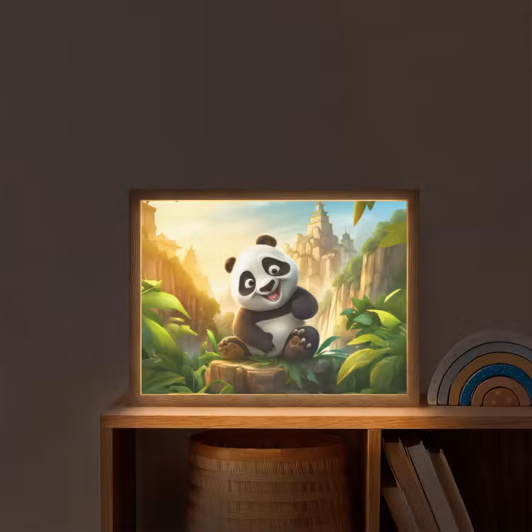 Panda - Wilde dieren - Jungle - Jongens - Kinderen Light Box met batterij (Wandlamp kind) middel -sfeer1_kind