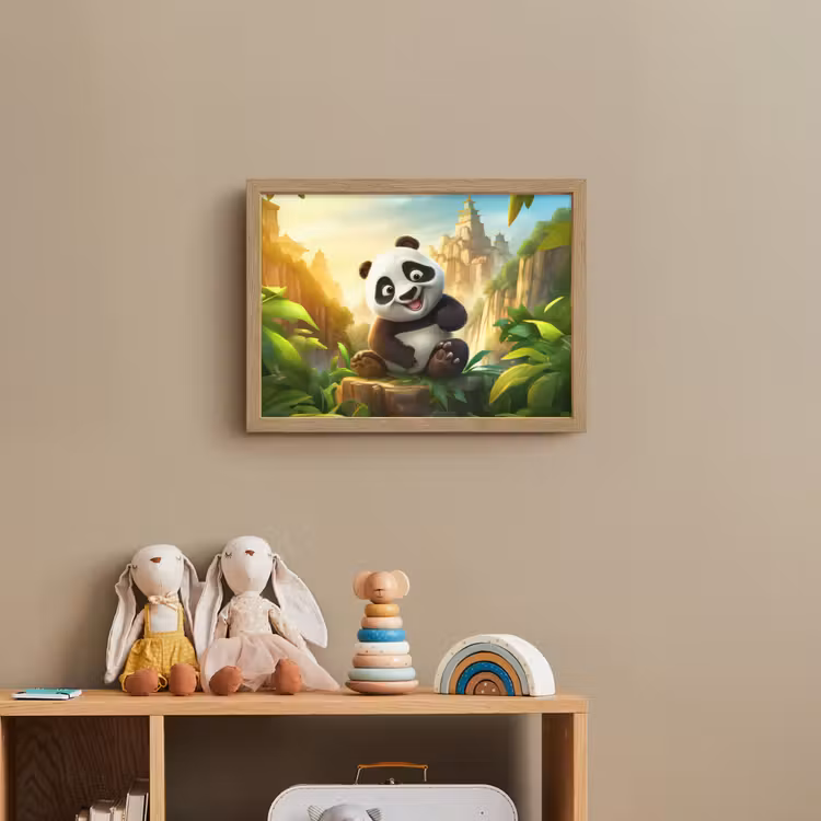 Panda - Wilde dieren - Jungle - Jongens - Kinderen Light Box met batterij (Wandlamp kind) middel -sfeer2_kind