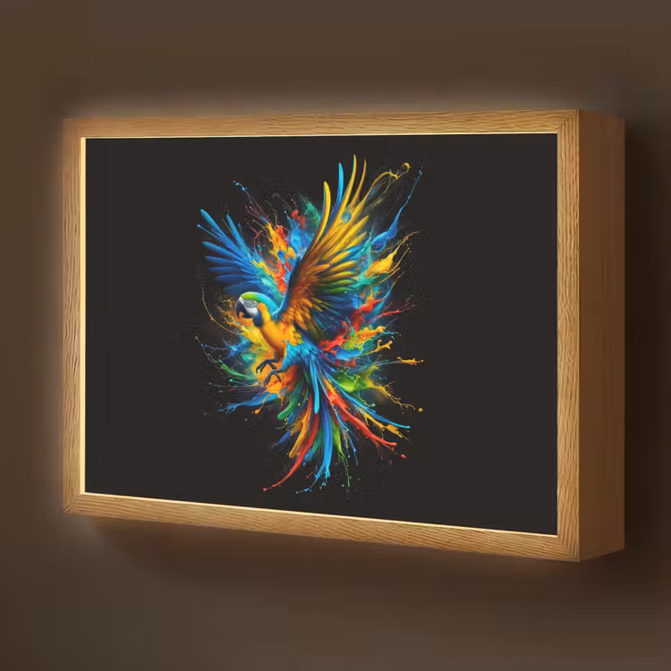 Papegaai - Vogel - Dier - Kleurrijk - Verf Light Box met batterij (Wandlamp kind) middel -z3d_website