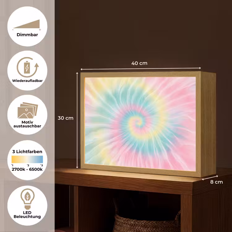 Pasteltinten - Tie dye - Roze Light Box met batterij (Wandlamp kind) middel -USP_websiteoverzichtDE