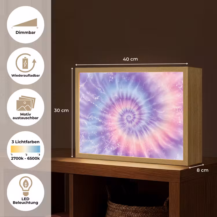 Pasteltinten - Paars - Spiraal - Marmer Light Box met batterij (Wandlamp kind) middel -USP_websiteoverzichtDE