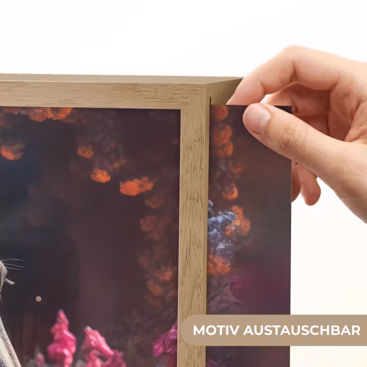 Paard - Bloemen - Paars - Oranje - Dieren Light Box met batterij (Wandlamp kind) middel -USP_websiteprintDE
