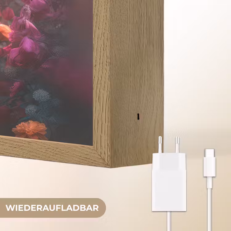 Paard - Bloemen - Paars - Oranje - Dieren Light Box met batterij (Wandlamp kind) middel -USP_websiteoplaadbaarDE