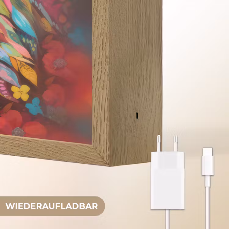 Paard - Bloemen - Schilderij - Natuur - Verf Light Box met batterij (Wandlamp kind) middel -USP_websiteoplaadbaarDE