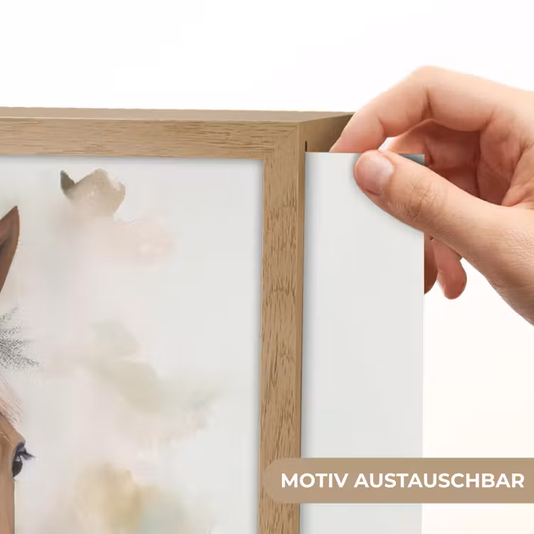 Paard - Bloemen - Natuur - Waterverf - Dieren Light Box met batterij (Wandlamp kind) middel -USP_websiteprintDE