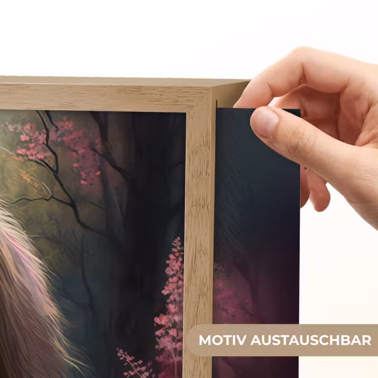Paard - Bloemen - Roze - Natuur - Bos Light Box met batterij (Wandlamp kind) middel -USP_websiteprintDE