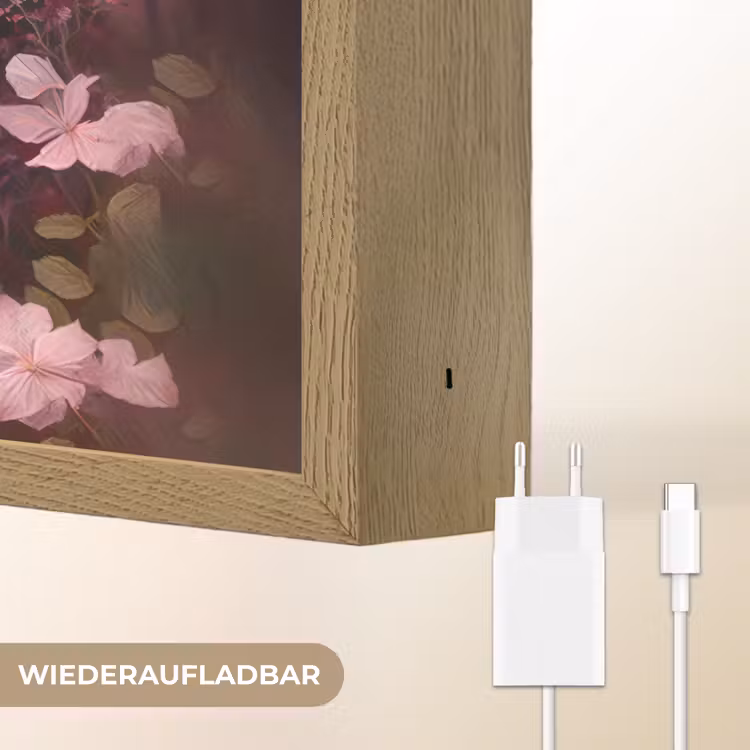 Paard - Bloemen - Roze - Natuur - Bos Light Box met batterij (Wandlamp kind) middel -USP_websiteoplaadbaarDE