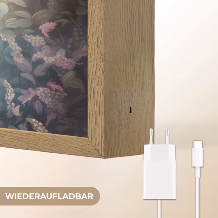 Paard - Bloemen - Vlinders Light Box met batterij (Wandlamp kind) middel -USP_websiteoplaadbaarDE
