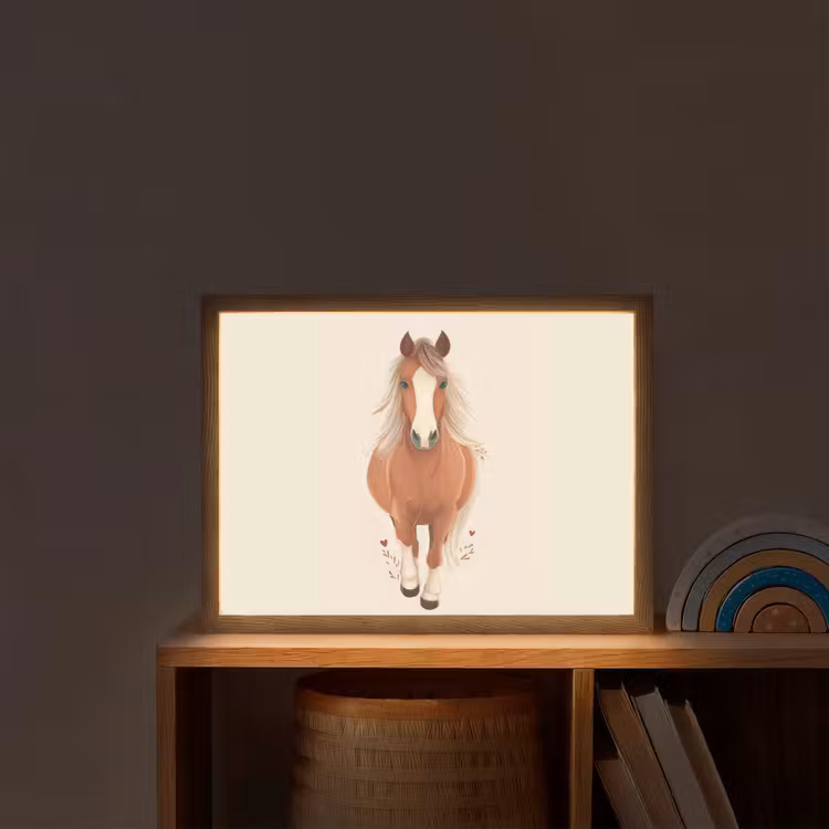 Paard - Galop - Bruin Light Box met batterij (Wandlamp kind) middel -sfeer1_kind