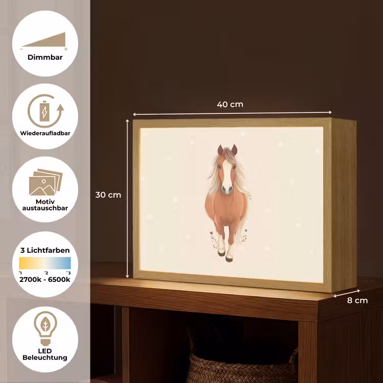 Paard - Galop - Bruin - Stippen Light Box met batterij (Wandlamp kind) middel -USP_websiteoverzichtDE