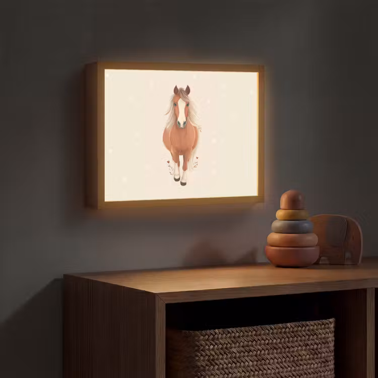Paard - Galop - Bruin - Stippen Light Box met batterij (Wandlamp kind) middel -sfeer5_kind