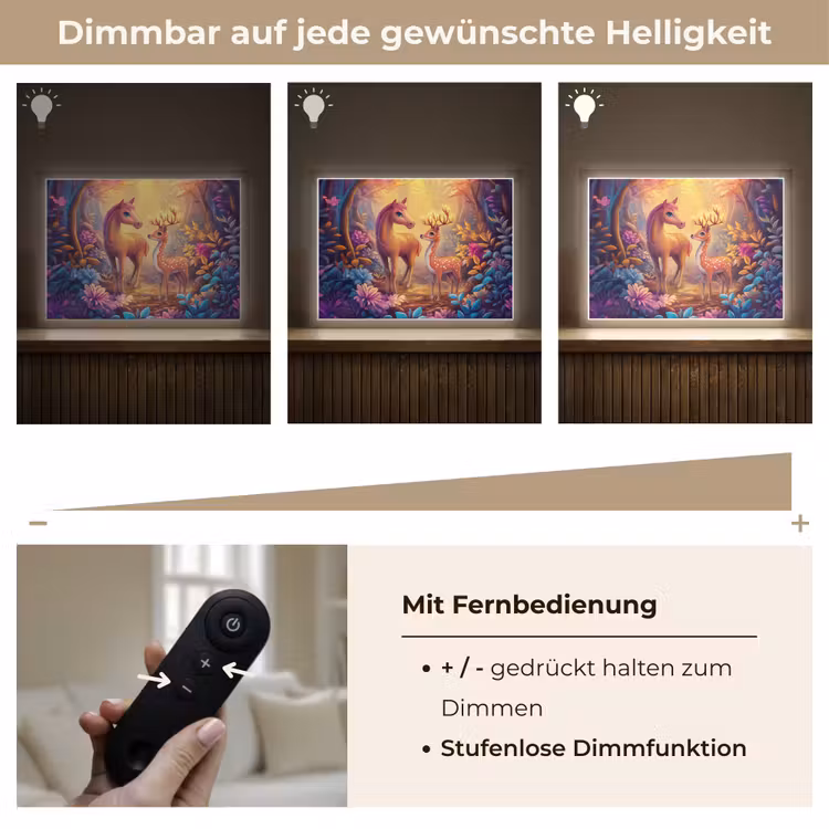 Paard - Hert - Sprookjesbos - Paars Light Box met batterij (Wandlamp kind) middel -USP_dimbaarDE