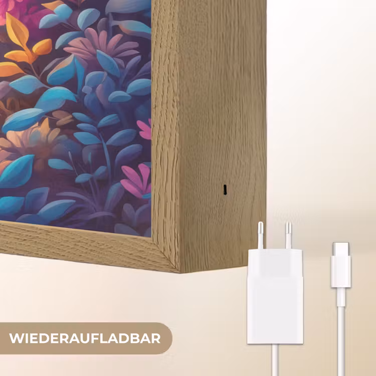 Paard - Hert - Sprookjesbos - Paars Light Box met batterij (Wandlamp kind) middel -USP_websiteoplaadbaarDE