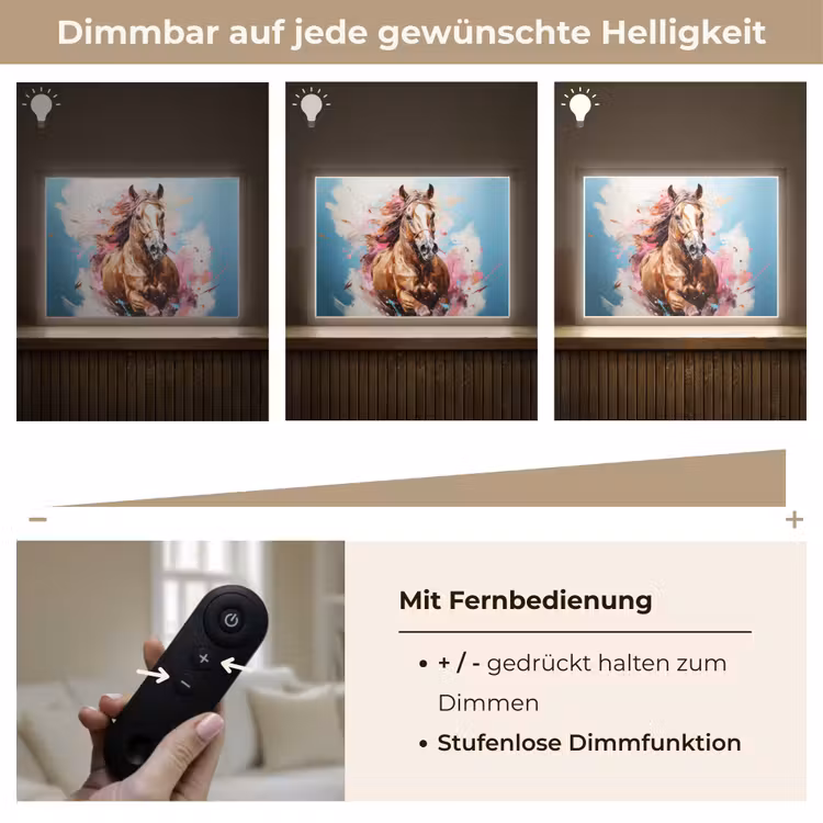 Paard - Meisjes - Blauw - Roze Light Box met batterij (Wandlamp kind) middel -USP_dimbaarDE
