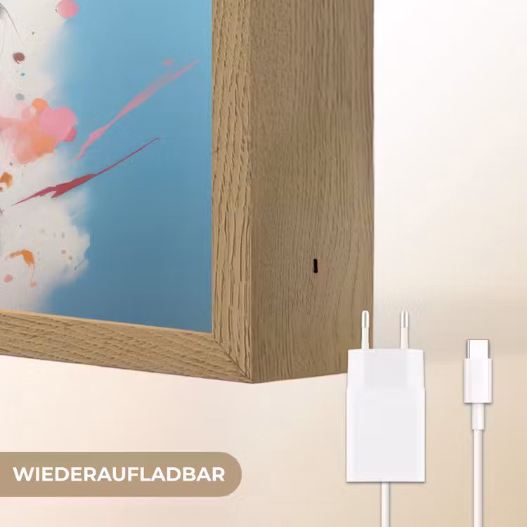 Paard - Meisjes - Blauw - Roze Light Box met batterij (Wandlamp kind) middel -USP_websiteoplaadbaarDE
