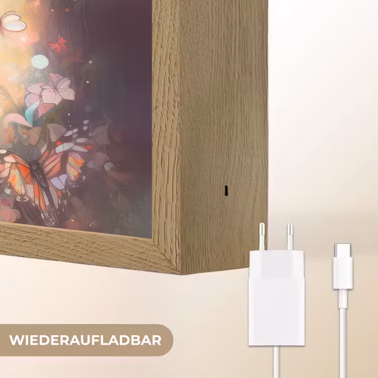 Paard - Natuur - Bloemen - Vlinders - Bos Light Box met batterij (Wandlamp kind) middel -USP_websiteoplaadbaarDE