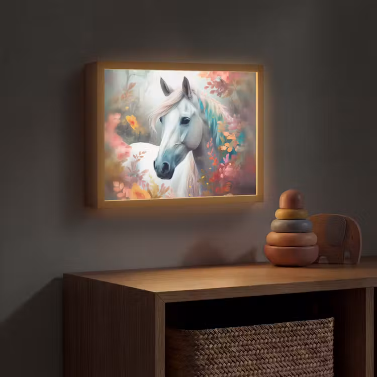 Paard - Natuur - Bloemen - Dieren - Bos Light Box met batterij (Wandlamp kind) middel -sfeer5_kind