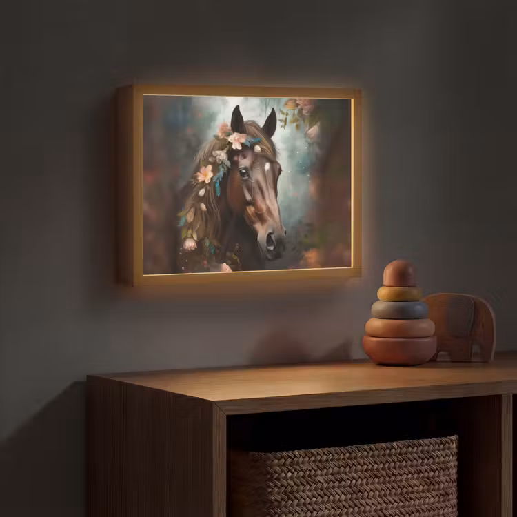 Paard - Natuur - Bloemen - Dieren - Bos Light Box met batterij (Wandlamp kind) middel -sfeer5_kind