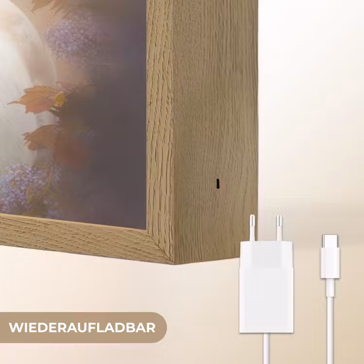 Paard - Natuur - Dieren - Bloemen - Paars Light Box met batterij (Wandlamp kind) middel -USP_websiteoplaadbaarDE