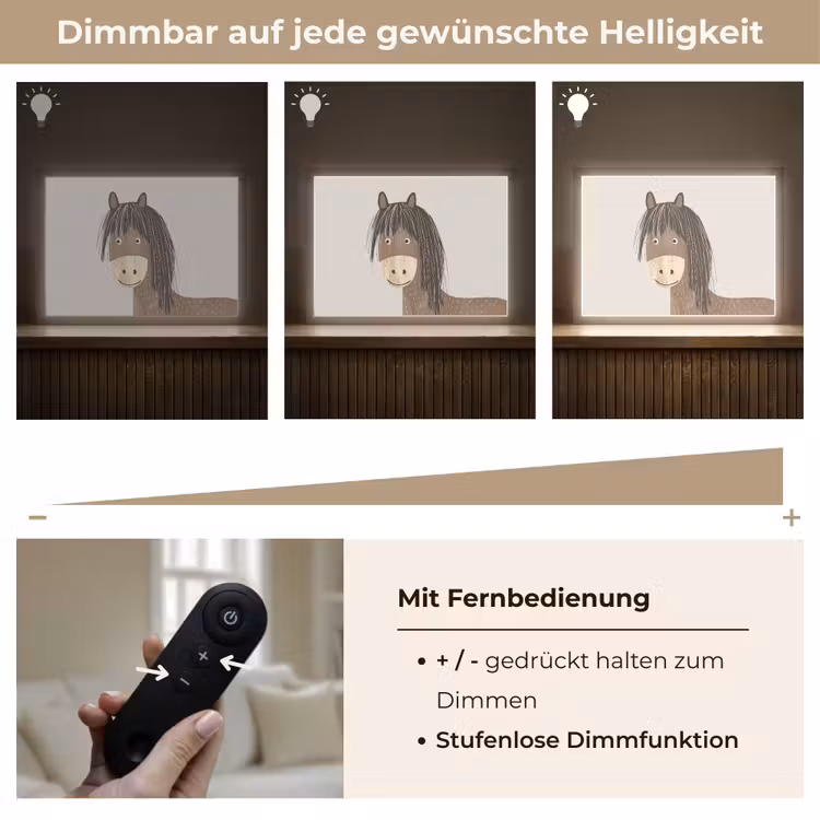 Paard - Dier - Pastel kleuren - Paarden Light Box met batterij (Wandlamp kind) middel -USP_dimbaarDE