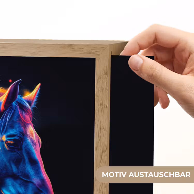 Paard - Dier - Rook - Zwart - Kleuren Light Box met batterij (Wandlamp kind) middel -USP_websiteprintDE