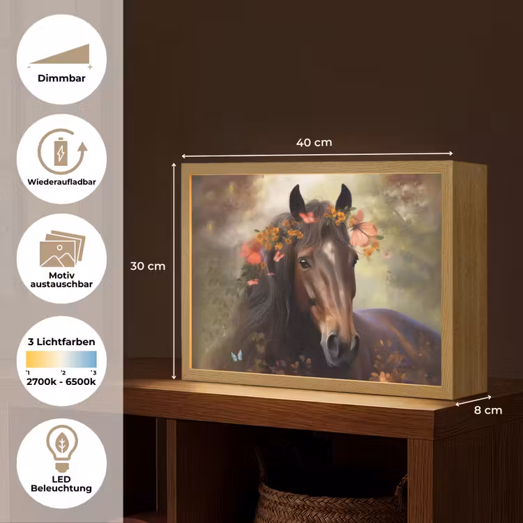 Paard - Dieren - Bloemen - Bos - Vlinder Light Box met batterij (Wandlamp kind) middel -USP_websiteoverzichtDE